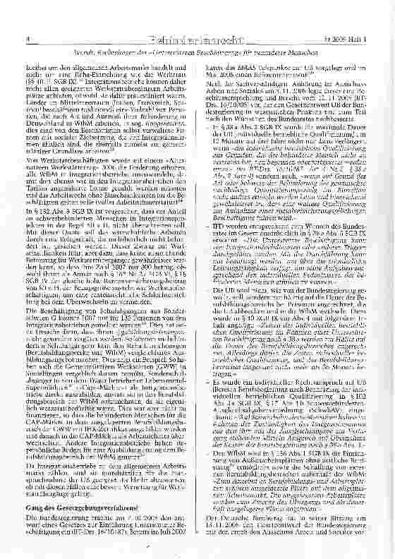 Vorschauseite 4: Rechtsfragen der »Unterstützten Beschäftigung« für behinderte Menschen