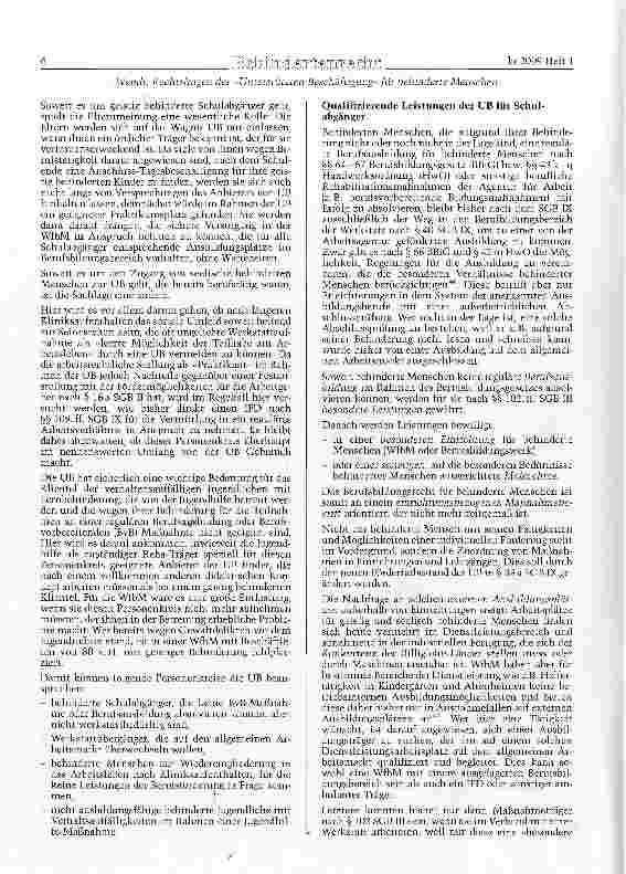 Vorschauseite 6: Rechtsfragen der »Unterstützten Beschäftigung« für behinderte Menschen