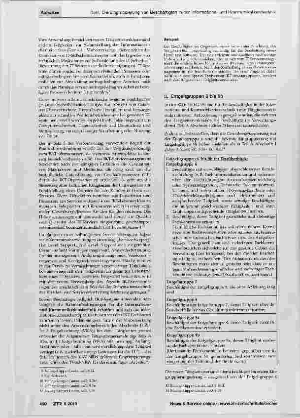 Vorschauseite 3: Die Eingruppierung von Beschäftigten in der Informationsund Kommunikationstechnik im Rahmen der Neuen Entgeltordnung VKA ab 1. 1. 2017