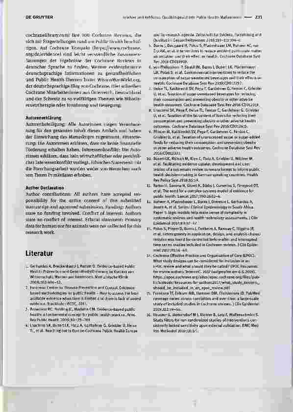 Vorschauseite 3: Qualitätsgesicherte Public Health-Maßnahmen: welche Rolle spielen Cochrane und Cochrane Public Health Europe?