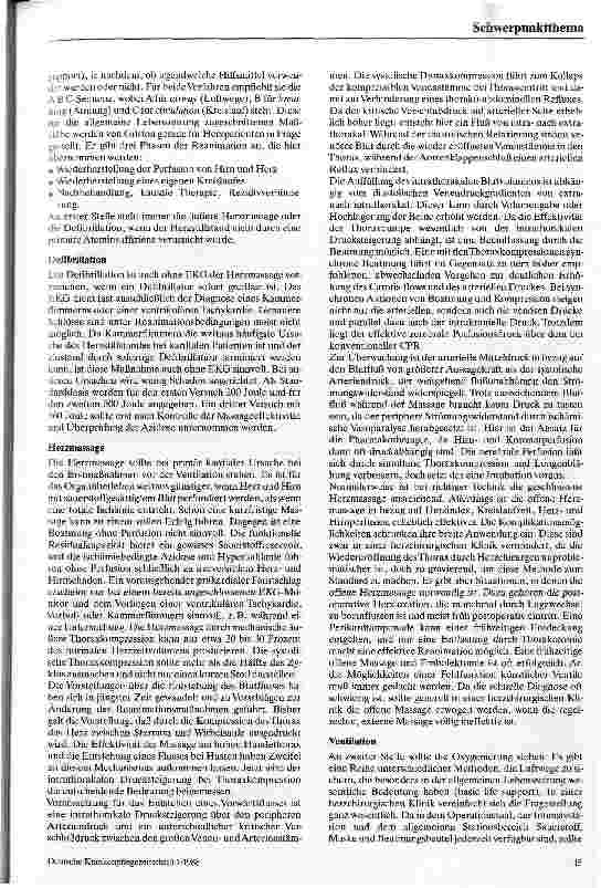 Vorschauseite 2: Kardiopulmonale Wiederbelebung / Grundlagen für die Einweisung von Pflegekräften zu Beginn ihrer Tätigkeit in e. kardiochirurg. Klinik
