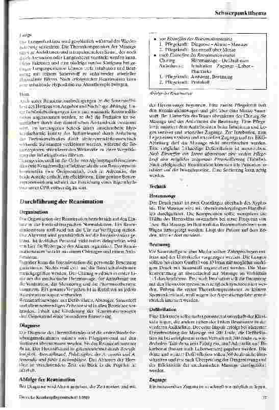 Vorschauseite 4: Kardiopulmonale Wiederbelebung / Grundlagen für die Einweisung von Pflegekräften zu Beginn ihrer Tätigkeit in e. kardiochirurg. Klinik