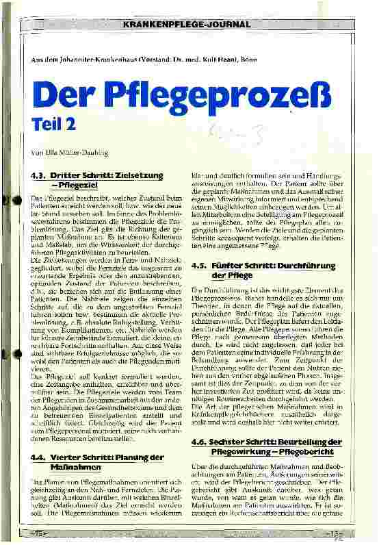 Vorschauseite 1: Der Pflegeprozeß Teil 2