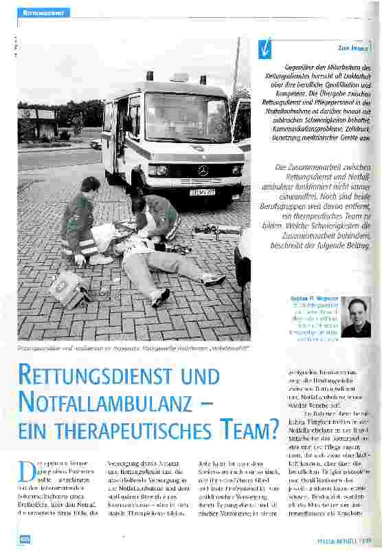Vorschauseite 1: Rettungsdienst und Notfallambulanz - ein therapeutisches Team?