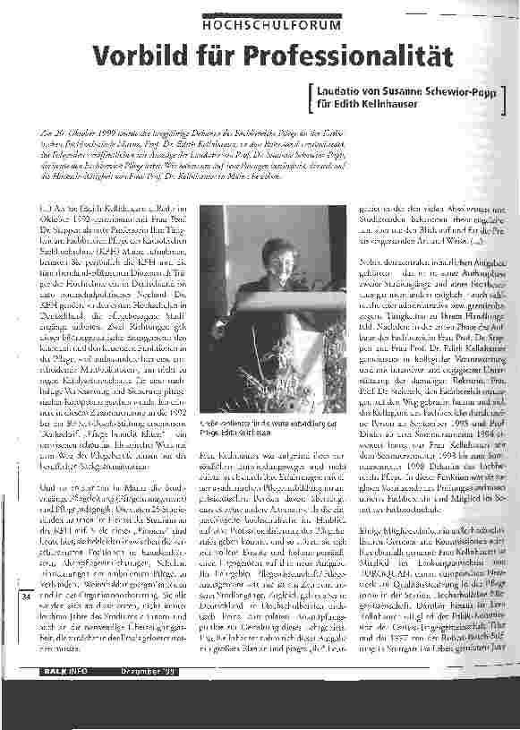 Vorschauseite 1: Vorbild für Professionalität Laudatio von Susanne Schewior-Popp für Edith Kellnhauser