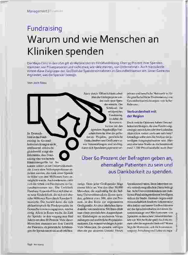 Vorschauseite 1: Warum und wie Menschen an Kliniken spenden