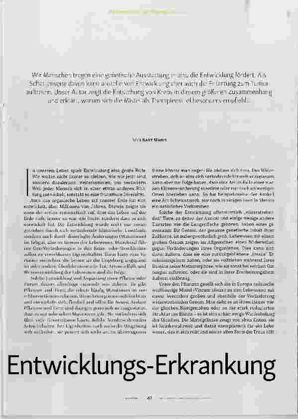 Vorschauseite 2: Krebs als Entwicklungs-Erkrankung