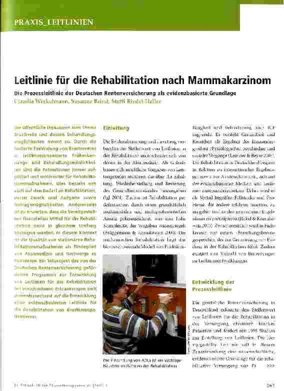 Vorschauseite 1: Leitlinie für die Rehabilitation nach Mammakarzinom