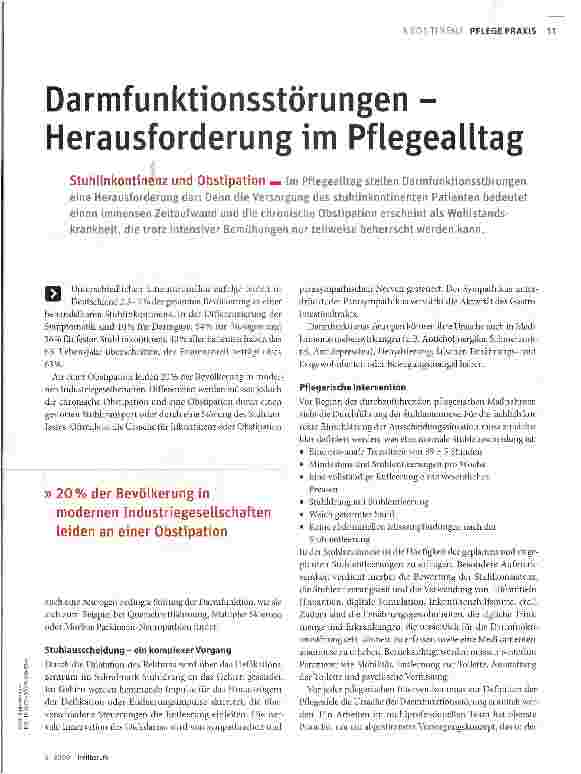 Vorschauseite 1: Darmfunktionsstörungen -Herausforderung im Pflegealltag
