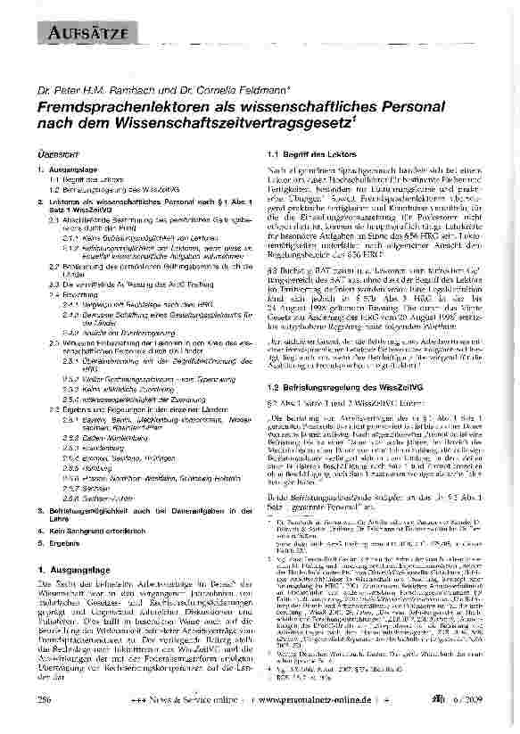 Vorschauseite 1: Fremdsprachenlektoren als wissenschaftliches Personal nach dem Wissenschaftszeitvertragsgesetz