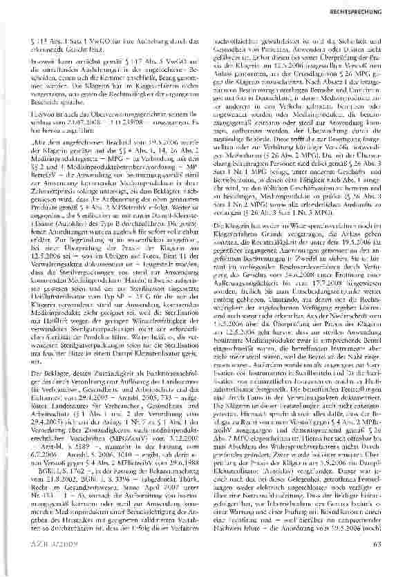 Vorschauseite 3: Untersagung der Verwendung von steril anzuwendenden Medizinprodukten bei unsachgemäßer Sterilisation rechtmäßig