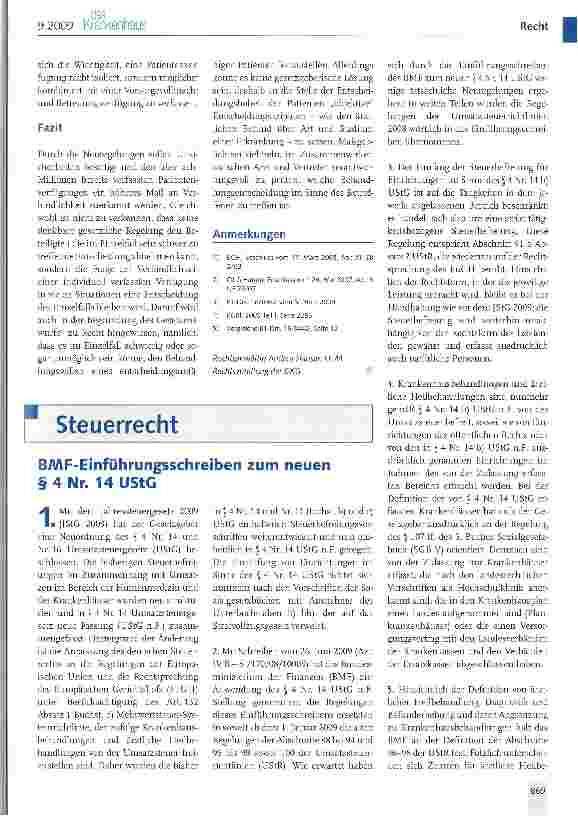 Vorschauseite 1: BMF-Einführungsschreiben zum neuen §4 Nr. 14 UStG