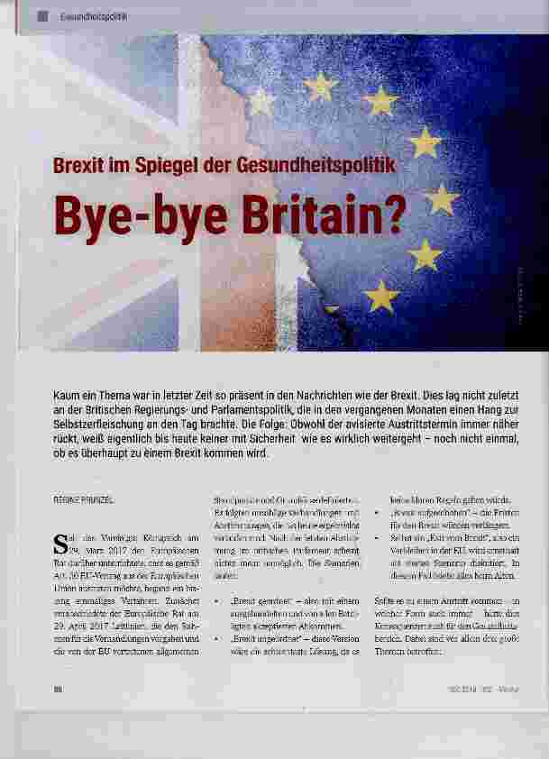 Vorschauseite 1: Brexit im Spiegel der Gesundheitspolitik Bye-bye Britain?