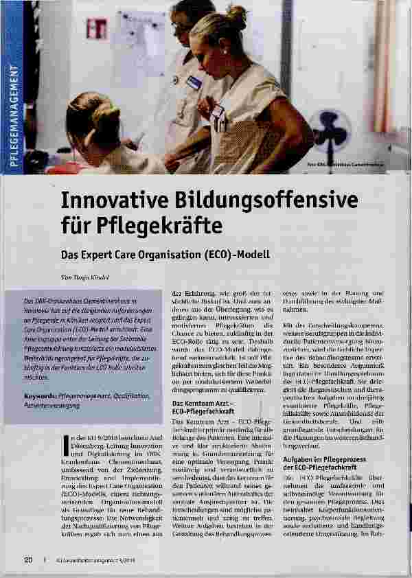 Vorschauseite 1: Innovative Büdungsoffensive für Pflegekräfte