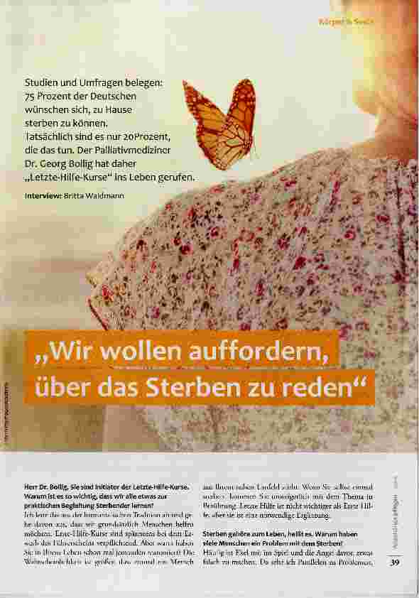 Vorschauseite 1: Wir wollen auffordern, Über das Sterben zu reden