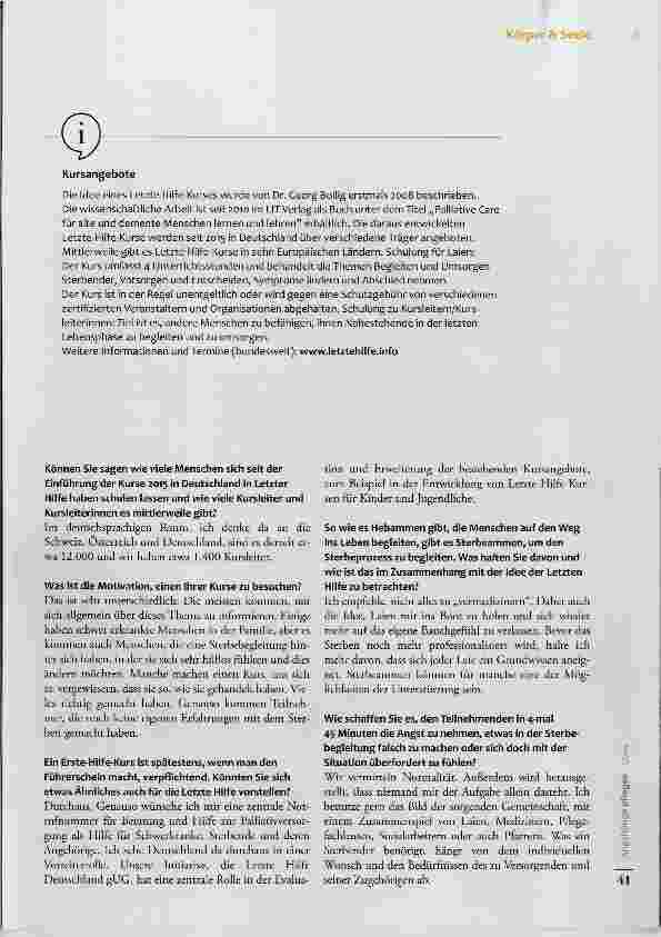 Vorschauseite 3: Wir wollen auffordern, Über das Sterben zu reden