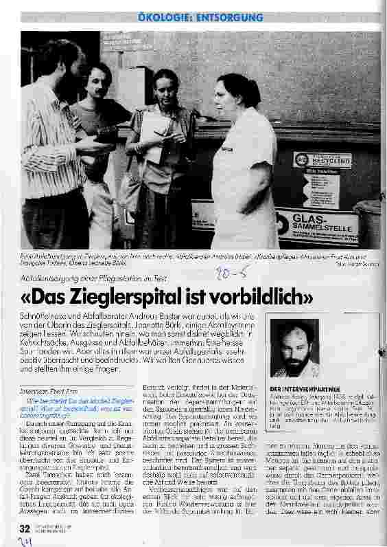 Vorschauseite 1: Abfallentsorgung einer Pflegestation im Test Das Zieglerspital ist vorbildlich