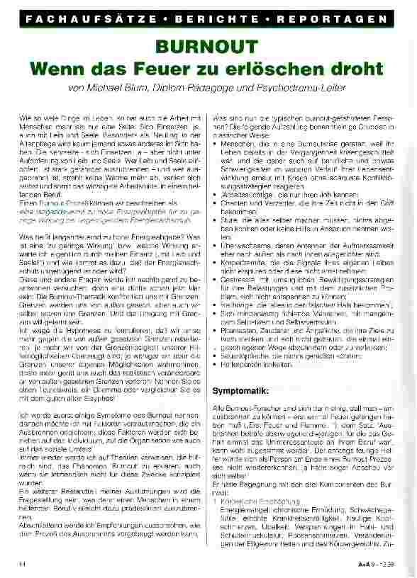 Vorschauseite 1: BURNOUT Wenn das Feuer zu erlöschen droht