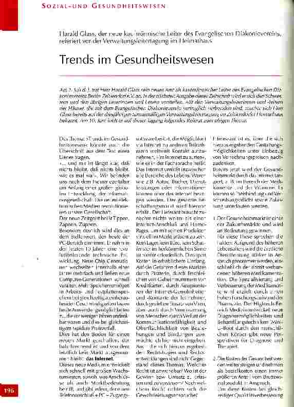 Vorschauseite 1: Trends im Gesundheitswesen