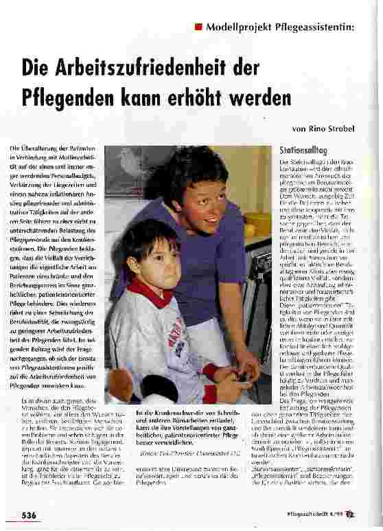 Vorschauseite 1: Die Arbeitszufriedenheit der Pflegenden kann erhöht werden Modellprojekt Pflegeassistentin