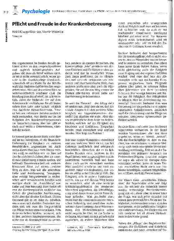 Vorschauseite 1: Pflicht und Freude in der Krankenbetreuung