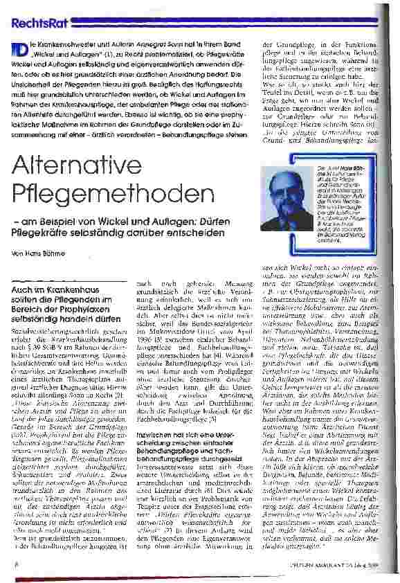 Vorschauseite 1: Alternative Pflegemethoden - am Beispiel von Wickel und Auflagen: dürfen Pflegekräfte selbständig darüber entscheiden