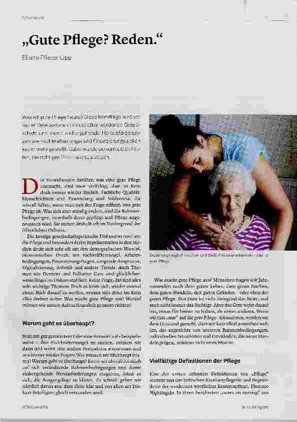 Vorschauseite 1: „Gute Pflege? Reden. “