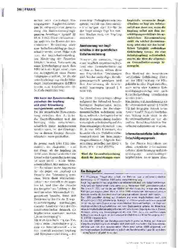 Vorschauseite 3: Zur Problematik der Entschädigung berufsbedingter Impfschäden