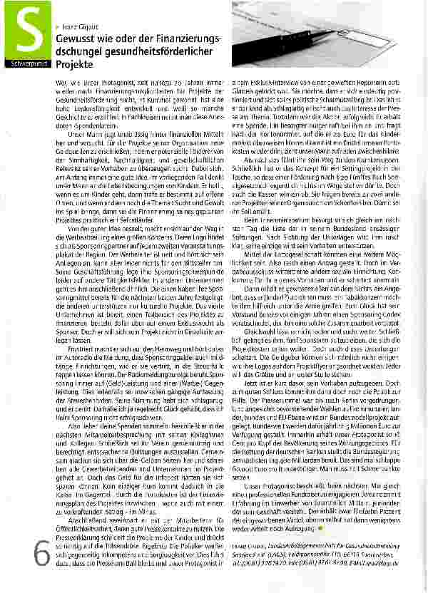Vorschauseite 1: Gewusst wie oder der Finanzierungsdschungel gesundheitsförderlicher Projekte