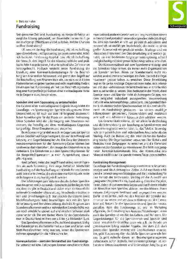 Vorschauseite 2: Gewusst wie oder der Finanzierungsdschungel gesundheitsförderlicher Projekte
