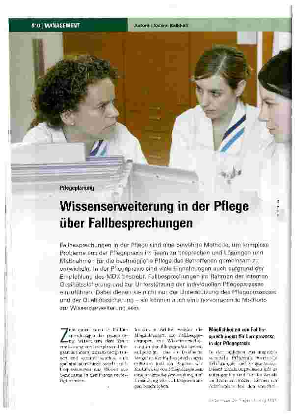 Vorschauseite 1: Wissenserweiterung in der Pflege über Fallbesprechungen