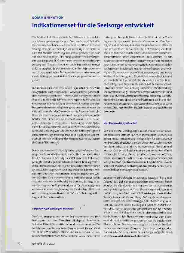 Vorschauseite 1: Indikationenset für die Seelsorge entwickelt