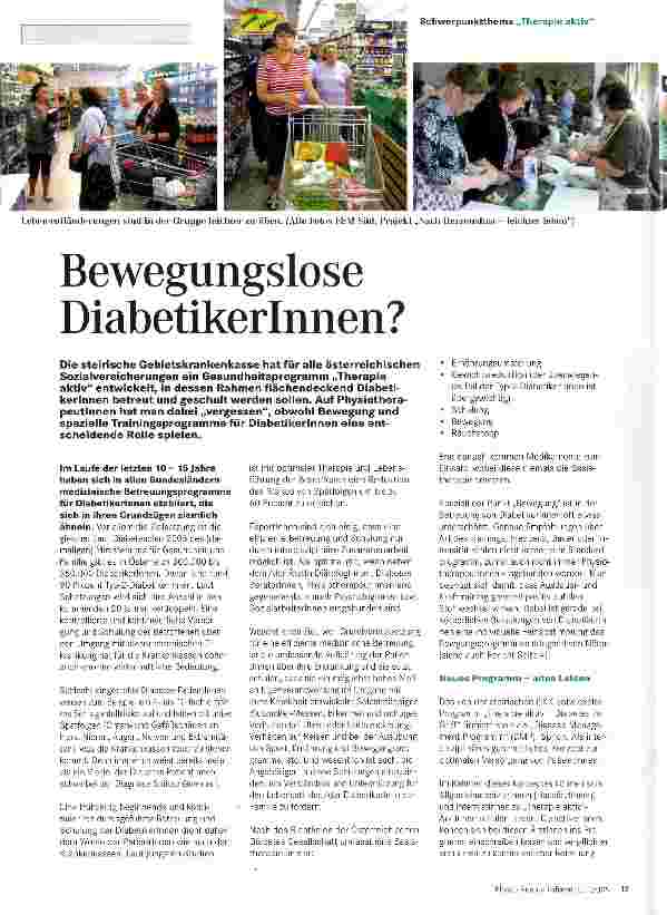 Vorschauseite 1: Bewegungslose Diabetikerinnen?
