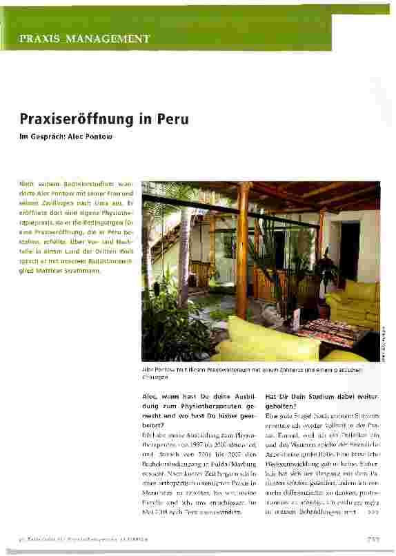 Vorschauseite 1: Praxiseröffnung in Peru