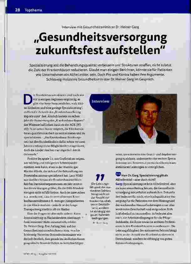 Vorschauseite 1: „Gesundheitsversorgung zukunftsfest aufstellen“
