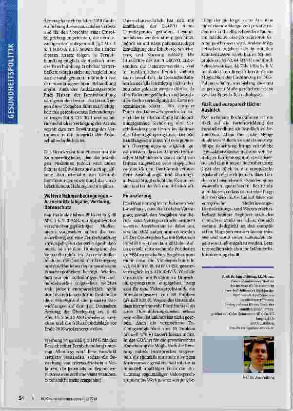 Vorschauseite 3: Die Fernbehandlung Nationales Recht als (notwendige? ) Innovationsbremse