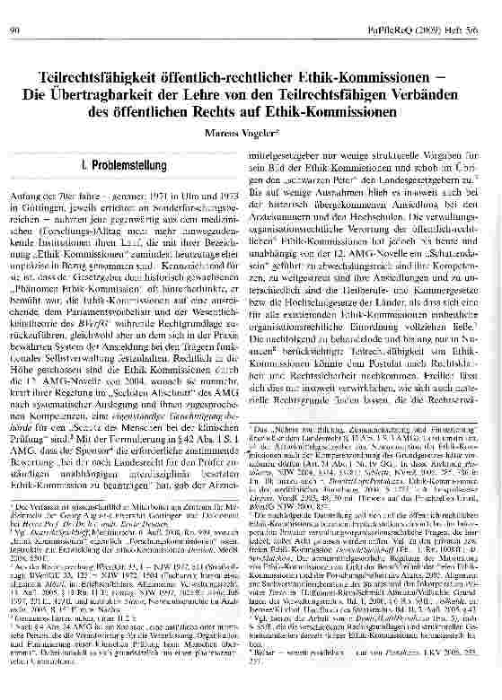 Vorschauseite 1: Teilrechtsfähigkeit öffentlich-rechtlicher Ethik-Kommissionen — Die Übertragbarkeit der Lehre von den Teilrechtsfähigen Verbänden des öffentlichen Rechts auf Ethik-Kommissionen