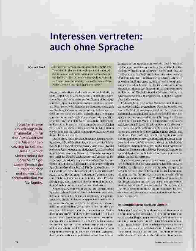 Vorschauseite 1: Interessen vertreten: auch ohne Sprache