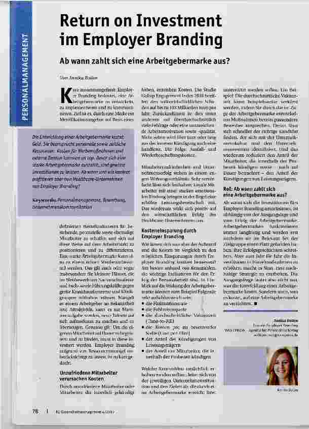 Vorschauseite 1: Return on Investment im Employer Branding
