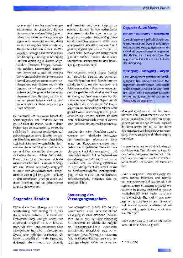 Vorschauseite 2: Versorgung - Besorgen - SorgenKonturen von Care Management und der Arbeit am Fall