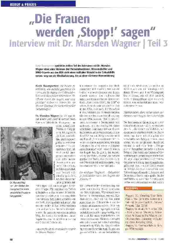 Vorschauseite 1: „Die Frau*:-! werden ,Stopp! sagen Interview mit Dr. Marsden Wagner | Teil 3