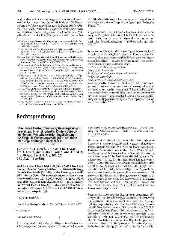 Vorschauseite 1: Familiäres Existenzminimum; Gesetzgebungsermessen; Inhaltskontrolle; Kinderexistenzminimum; Menschenwürde; Regelleistung; Sozialgeld; Verfassungsmäßigkeit der Höhe der Regelleistu…