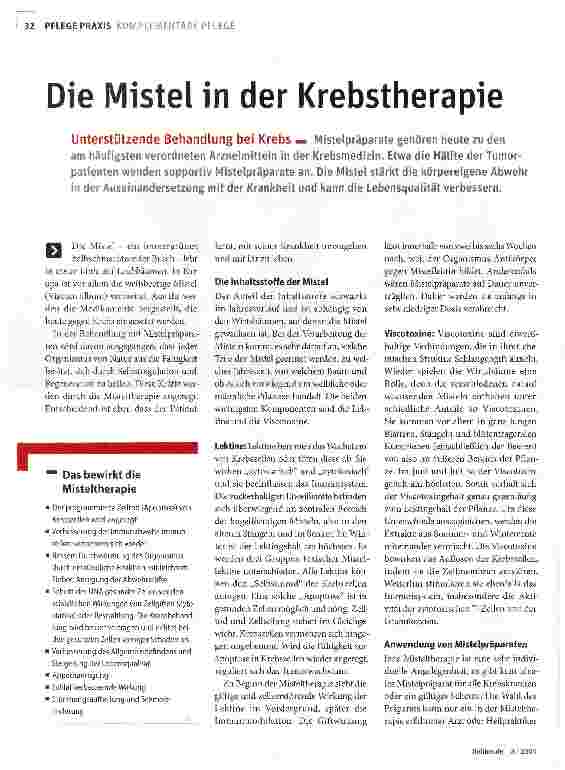 Vorschauseite 1: Die Mistel in der Krebstherapie