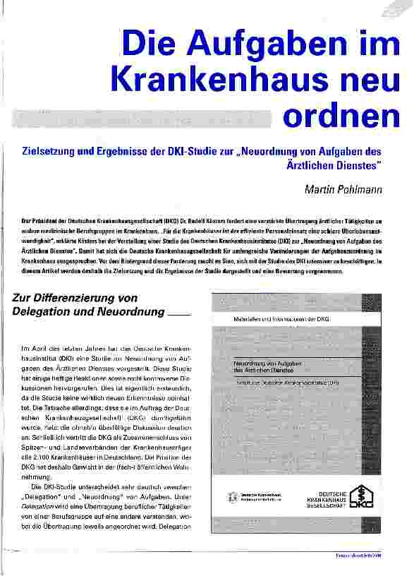 Vorschauseite 1: Die Aufgaben im Krankenhaus neu ordnen