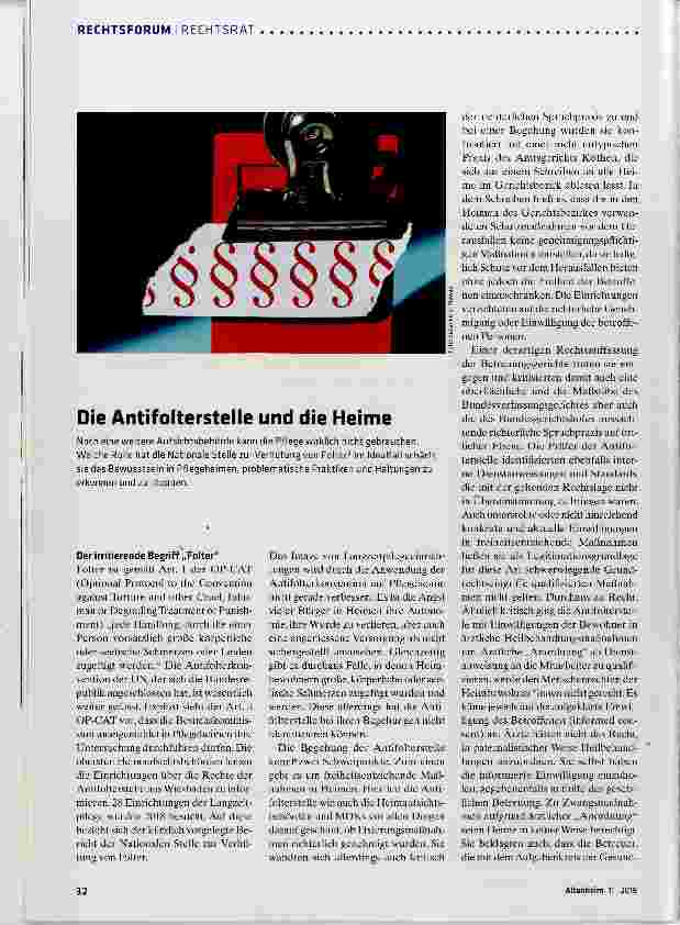 Vorschauseite 1: Die Antifolterstelle und die Heime