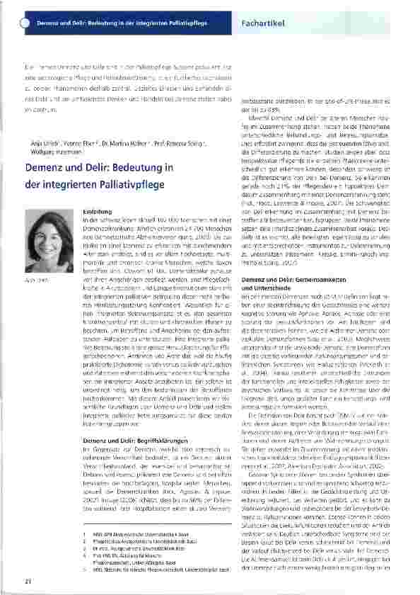 Vorschauseite 1: Demenz und Delir: Bedeutung in der integrierten Palliativpflege