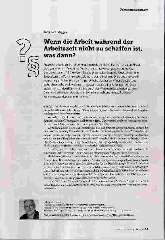 Vorschauseite 1: Wenn die Arbeit während der Arbeitszeit nicht zu schaffen ist, was dann?