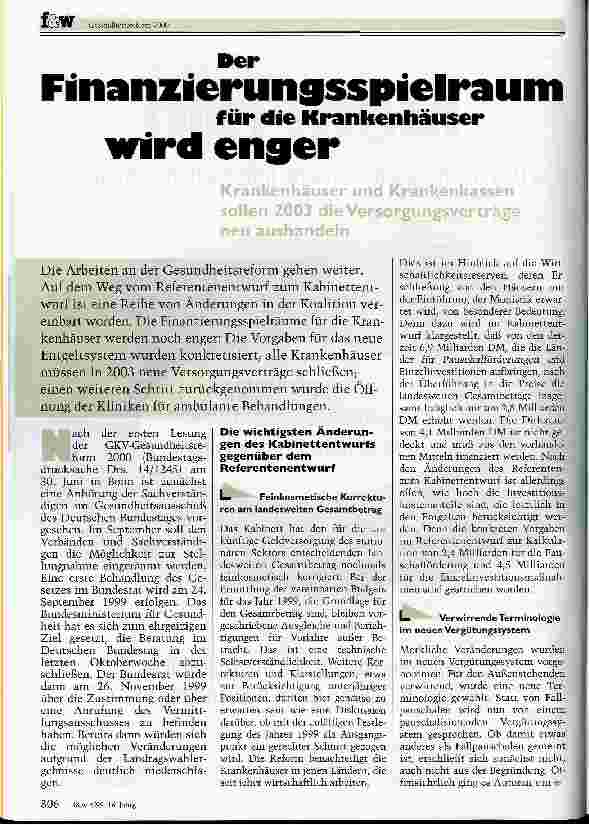 Vorschauseite 1: Der Finanzierungsspielraum für die Krankenhäuser wird enger