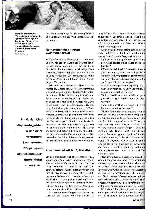 Vorschauseite 4: Krebspatienten zu Hause begleiten Palliative Pflege in der Spitex