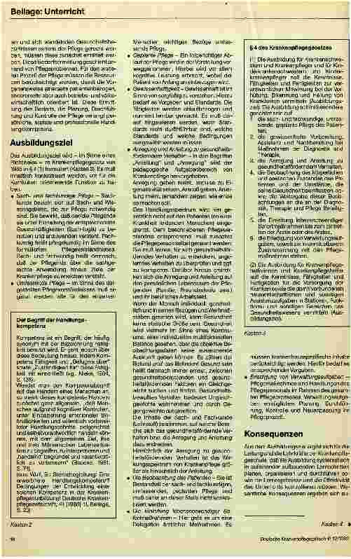 Vorschauseite 2: Gedanken zur Konzeption der Ausbildung zur Krankenschwester/ zum Krankenpfleger